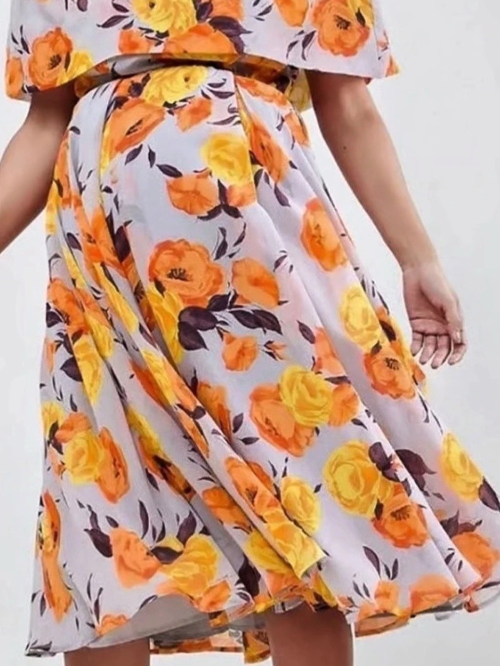 ASOS Maturnity Floral Midi Dress in Purple & Orange size 8